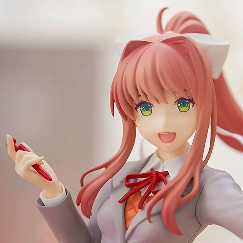Monica Anime Figure, Doki Doki Literature Club Female Character Figurine, School Uniform Standing Pose Decoration for Anime Collectors, Monica Figure