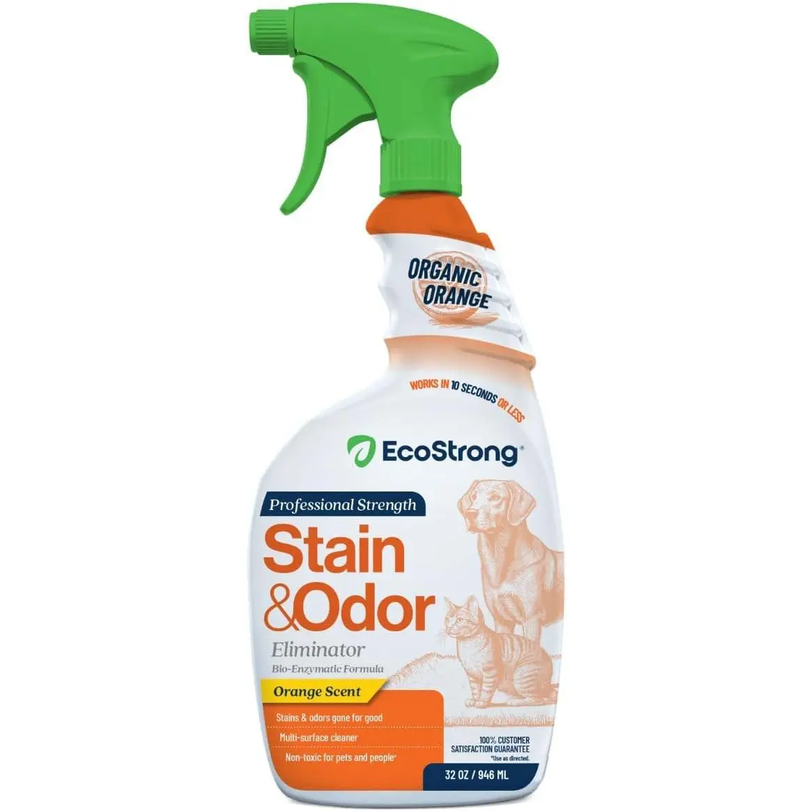 Orange Odor Eliminator | Pet Odor Deodorizer for Strong Odor | Enzyme Stain Cleaner for Cats, Dogs, and Pets | Great for Carpets, Furniture, Dog Kennels, and More (32 Fl Oz)