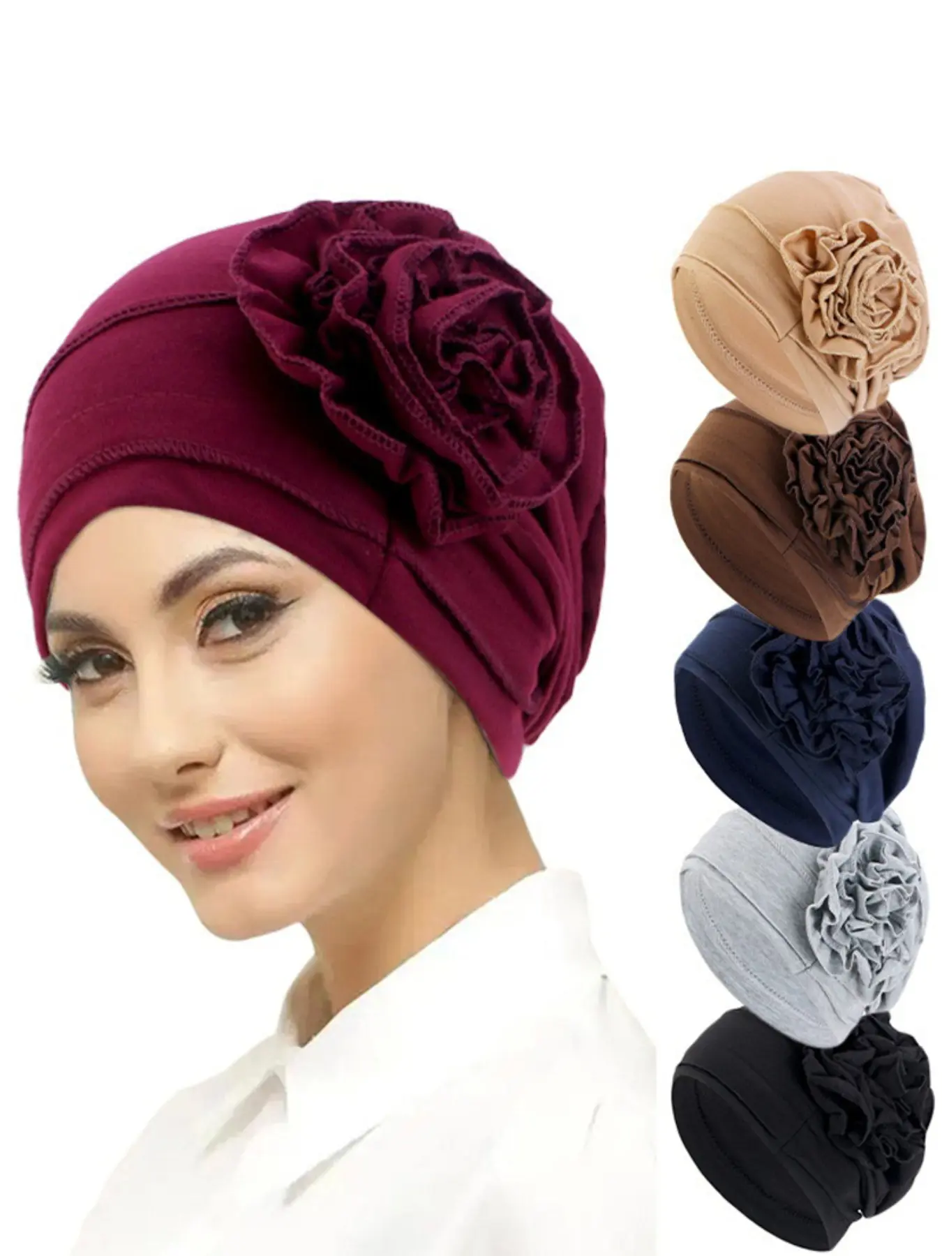 2pcs/lot Cotton Floral Headscarf Hat, Head Scarf Turbans, Head Wrap Turban, Elastic Stretch Fit, Postpartum Cap, Chemotherapy Hat, Comfortable and Stylish Accessory