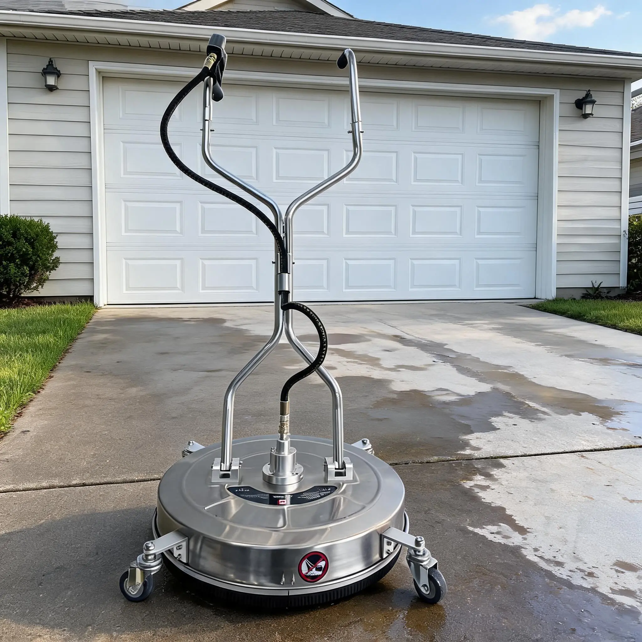 20 in Pressure Washer Surface Cleaner with 4 Wheels, 4600PSI Surface Cleaner Attachment, Stainless Steel Dual Handle Surface Cleaner for Concrete Driveway Sidewalk Deck Patio,