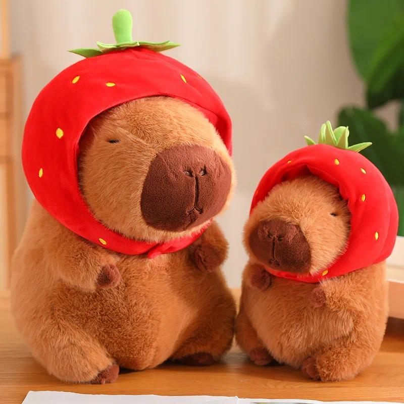 Capybara Plush Toy Simulation Capibara Unicorn Dinosaur Dress Boba Bread Fruit Food Decor Birds Bubble