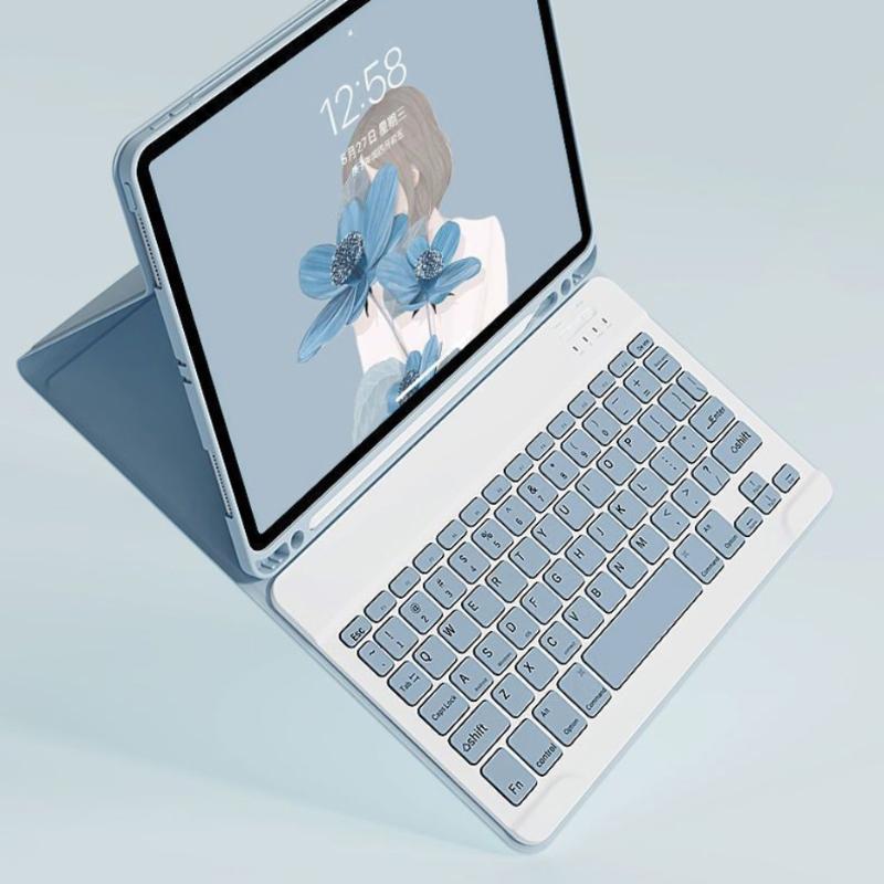 Foldable Case for iPad 10th 2022 10.9 Inch Pro 11 Case with Keyboard for iPad 10.2 7 8 9th Air 4 5 Cover Air 3 Pro 10.5 Tablet Back Shell with Bluetooth Keyboard Tablet Protective Cover