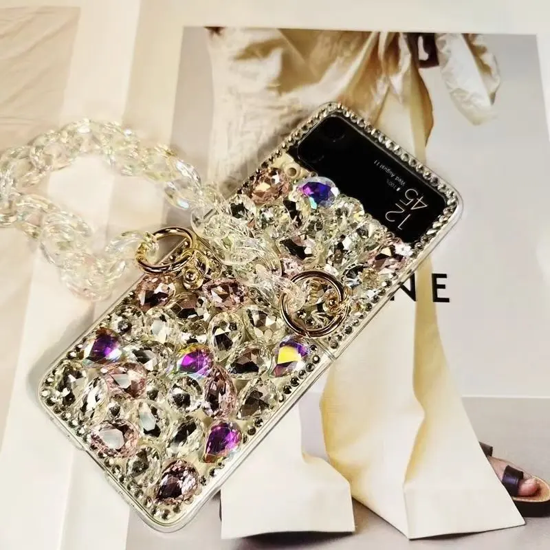 Compatible with Z Flip7/Z Flip6/Z Flip5/Z Flip4/Z Fold 7/Z Fold 6/Z Fold 5/ Bracelet Makeup Mirror Fashion in Style All-inclusive phone case -H7210