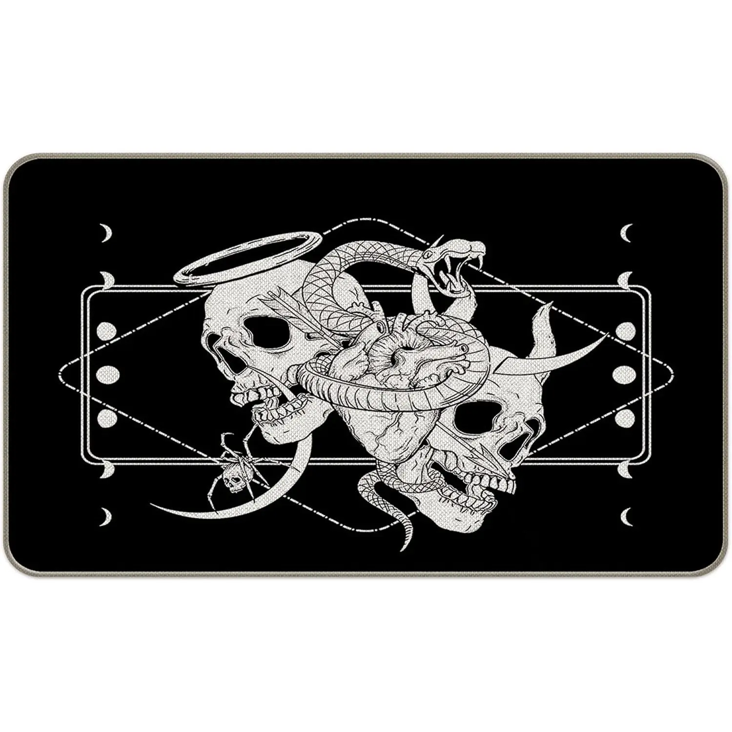 Classic Gothic Skull Skeleton Door Mat - 24x16 inch/32x20 inch Durable Dustproof Household Textile Rug for Front Door, Porch, Indoor-Outdoor Decor