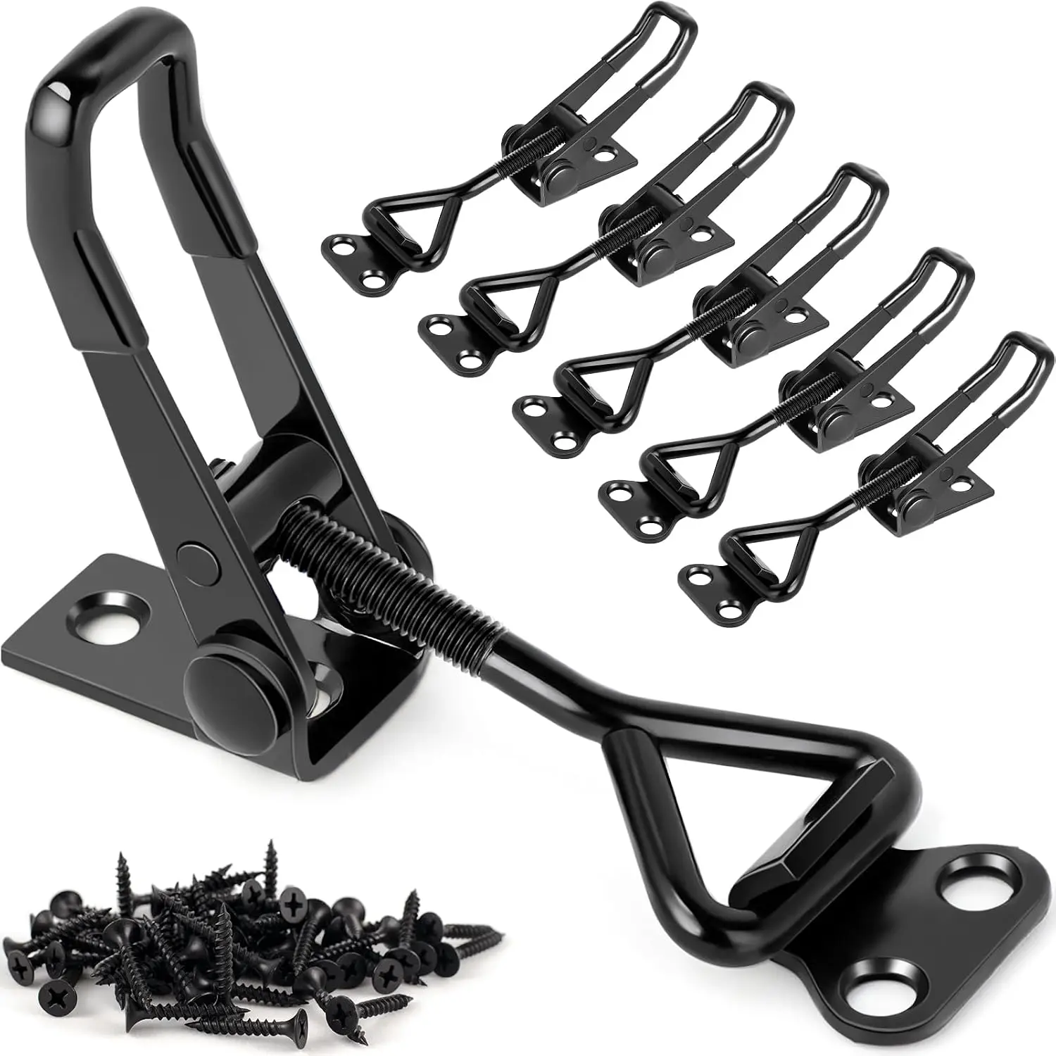 6 Pack Adjustable Toggle Latch Clamp 4001, 330Lbs Holding Capacity | Quick elease Hasp Clamps, Upgaded Toggle Clamp Latch, Black Metal Pull Latches,  Doo, Tool Box Case, Tunk Lid Jig