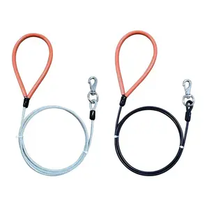 Anti-Bite Dogs Chain Leash Steel Wire Dog Lead Heavy-Duty Pet Dog Tie-Out Cable Chew Proof Metal Leashes for Medium & Large Dogs