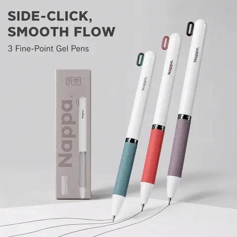 Set of 3 Side-Press Gel Pens, 0.5mm Ink, Quick-Dry, Ideal for Exams, Fashionable Design, Vintage Art Style, Suitable for Students and Office Use, Handwriting Pen, Smooth Writing Pens