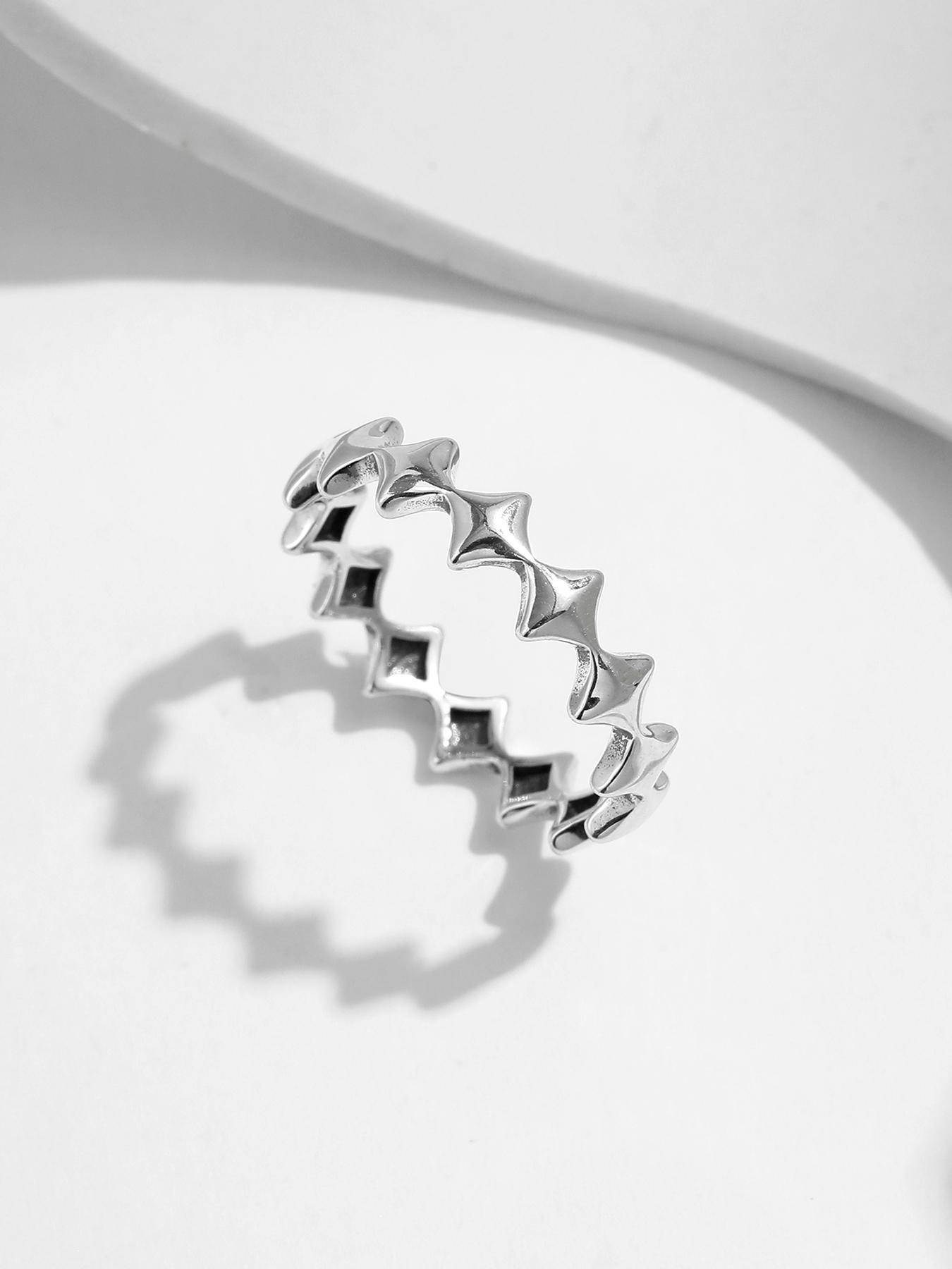 925 Sterling Silver Vintage Star Design Ring, Fashion Accessories for Women & Girls, Trendy All-match & Exquisite Jewelry for Birthday Gift