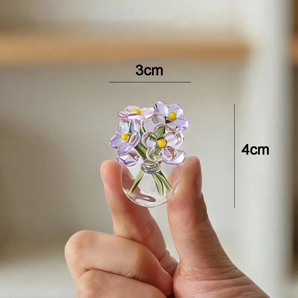 Mini Glass Flower Decor Colored Glaze Simulation Floral Glass Flower Bouquet Hand-blown Glass Flower Home Room Decoration