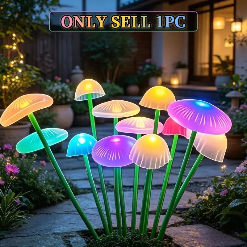 Solar Jellyfish Mushroom LED Light String, Solar Illuminated, 8-mode Solar Garden Decoration Jellyfish Light, Suitable for Outdoor Decoration String Lights for Paths/courtyards/weddings/Halloween/Thanksgiving/Christmas/party Decorations, Pathway Lighting