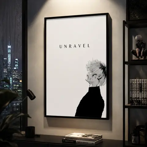 Manga Anime Poster Japanese Wall Art ,Tokyo Ghoul Anime Print, Ken Kaneki Japanese Manga Artwork Wall Decor, Vintage Minimalist Retro Aesthetic, Gift for Anime Fan, Canvas Wall Art Print, Dark Anime Room Decor for Bedroom Dorm Gaming Room Office