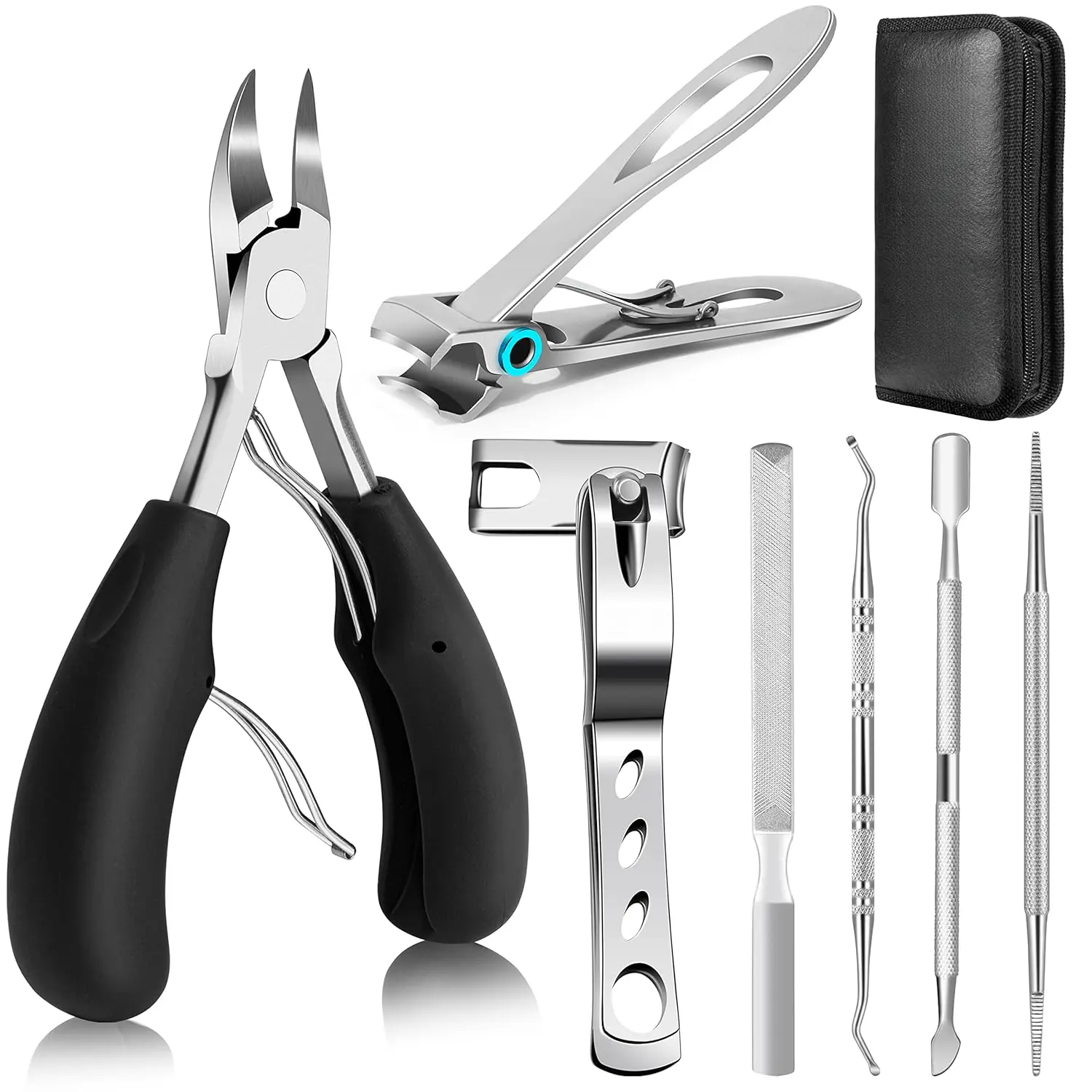 Toenail Clippers for Seniors Thick Toenails,  Heavy Duty Toe Nail Clippers Adult Thick Nails Long Handle, Large Toenail Clippers for Thick Nails 7Pcs