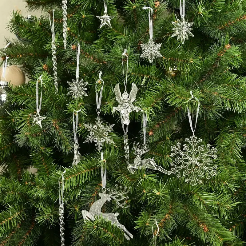 Christmas decorations, Christmas tree pendants, transparent Christmas ice strips, ice cones, ice ribbons, hanging pieces, Christmas snowflake