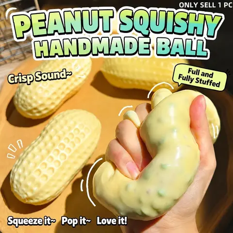 Building-Block Peanut Soft Gel Fidget Toy, Rustling Sound Squeeze Stress Ball, Portable Handheld Anti-Anxiety Toy for Office Focus & Relaxation, Squishies Stress Relief