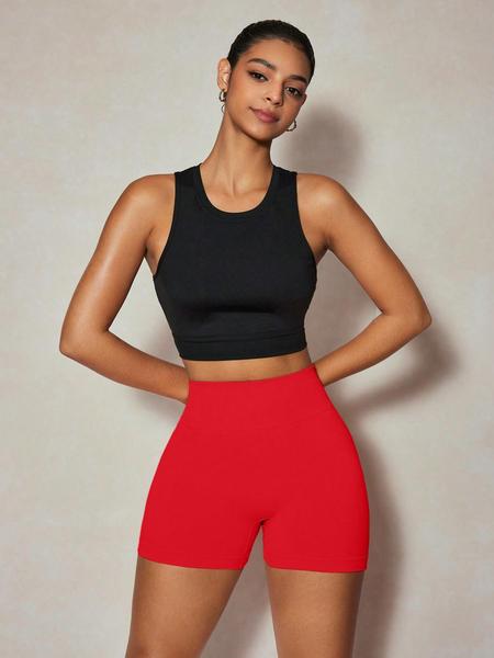 Women's High-Waist Seamless Workout Shorts, Tummy Control Design, High-Stretch Comfortable Activewear, Stylish Fitness Bottoms, Running Training Shorts