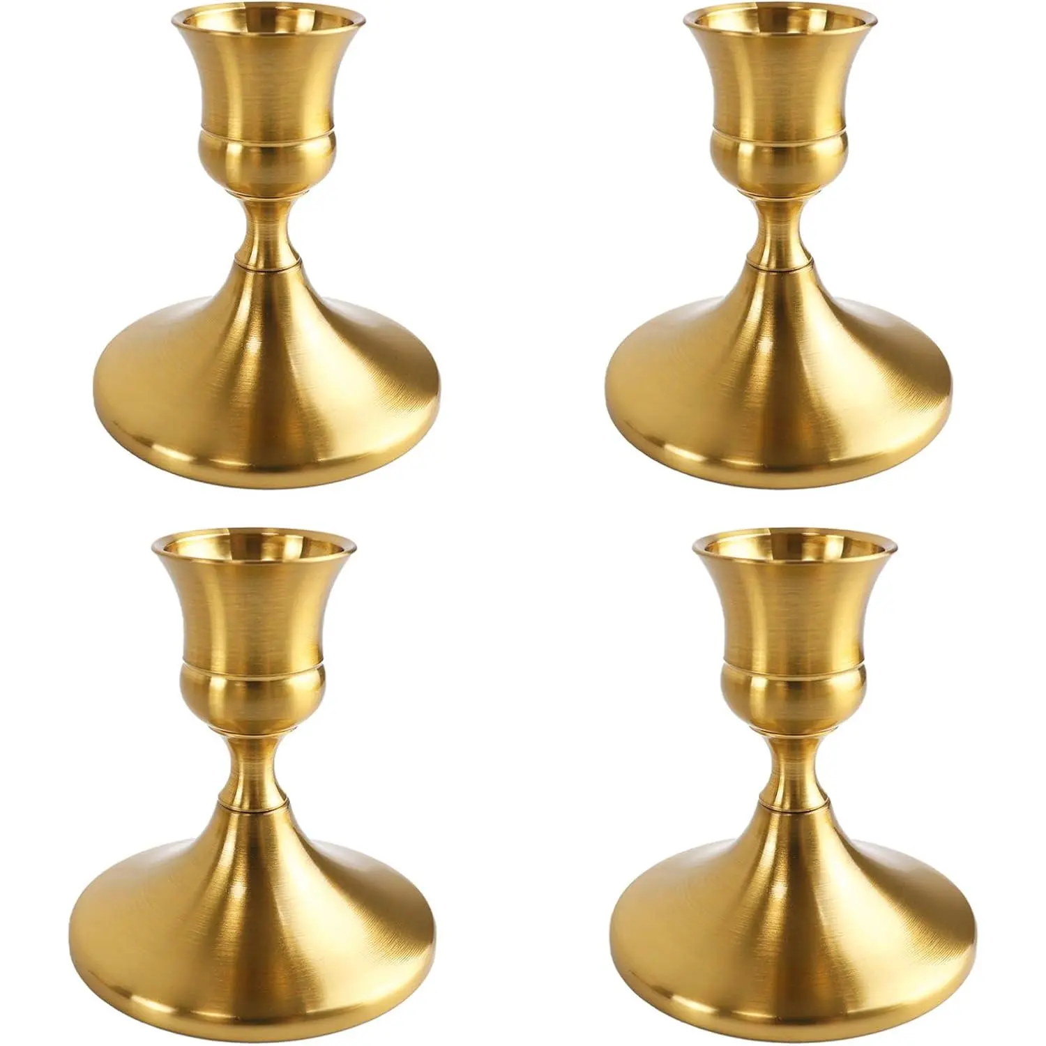 Brass  Taper Candle Holders Set of 4, Metal Candlestick Holders Elegant Handcrafted Decor for Weddings, Dining & Meditation,Table Centerpiece, Party, Christmas Decoration or  Decor