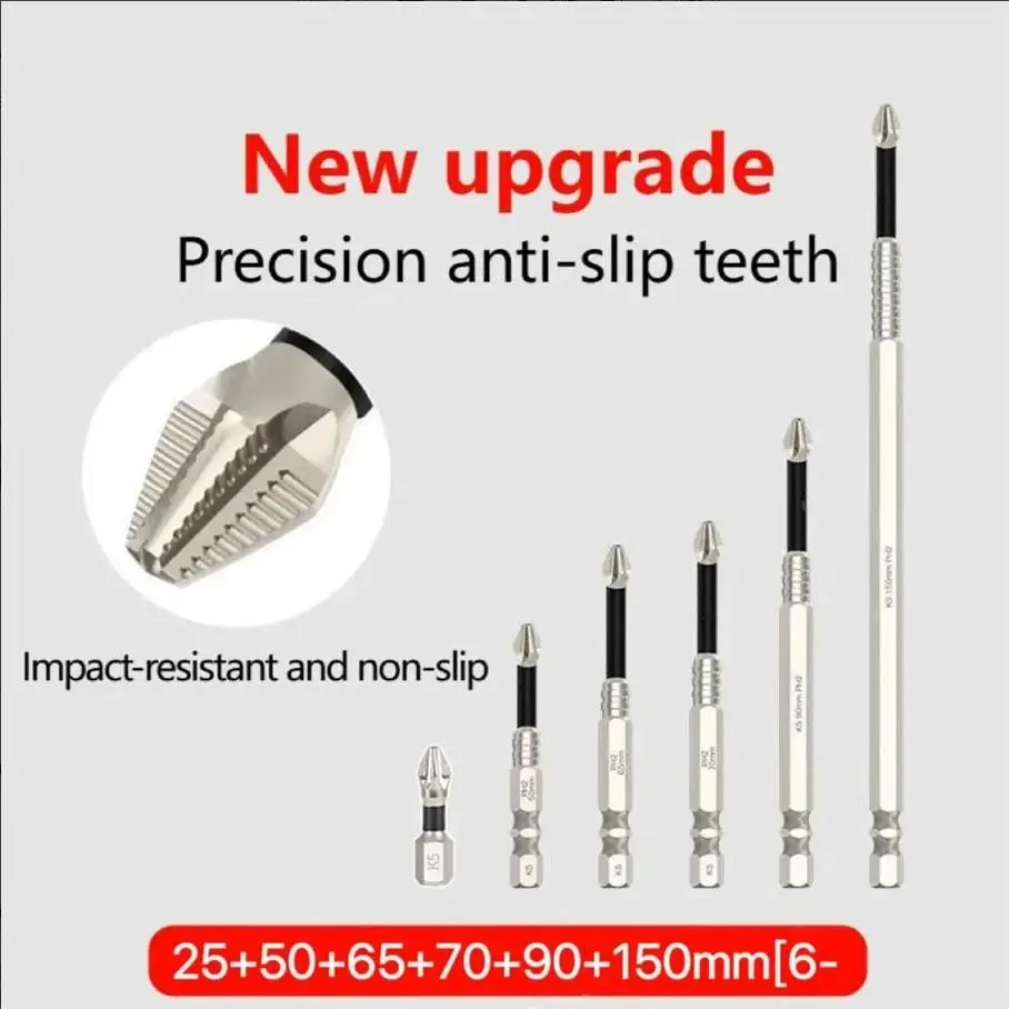 6-Pack Titanium Alloy Impact Anti-Slip Phillips Head Screwdrivers, Extra Hard Magnetic, Universal, Durable Tool Set
