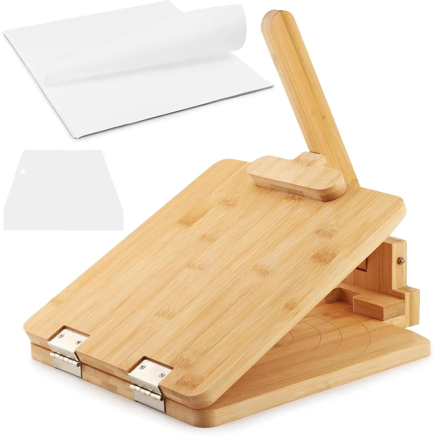 Bamboo Tortilla Press 10" – Square Maker w/ 60 Parchment Papers, Mexican Dough Press Bamboo Tortilla Press 10" – Square Maker w/ 60 Parchment Papers, Mexican Dough Press