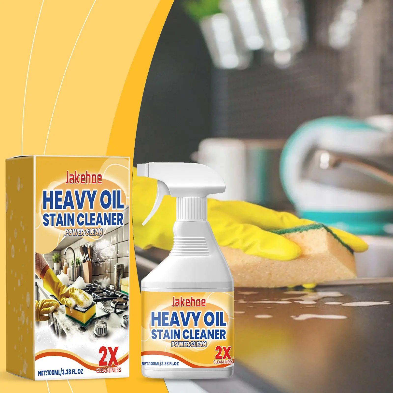 Heavy Duty Kitchen Cleaning Spray - 100ML Household Sudsy Oil Stain Remover, Corrosion-Resistant All Purpose Spray for Stove, Oven, Stainless, Durable Easy Clean
