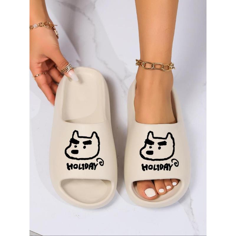 (New)Women's Cute Cartoon Dog Pattern Slides, Casual Soft Comfortable Home Slippers, Non-slip Slippers for Indoor & Outdoor Wear, Girl(Gift)11