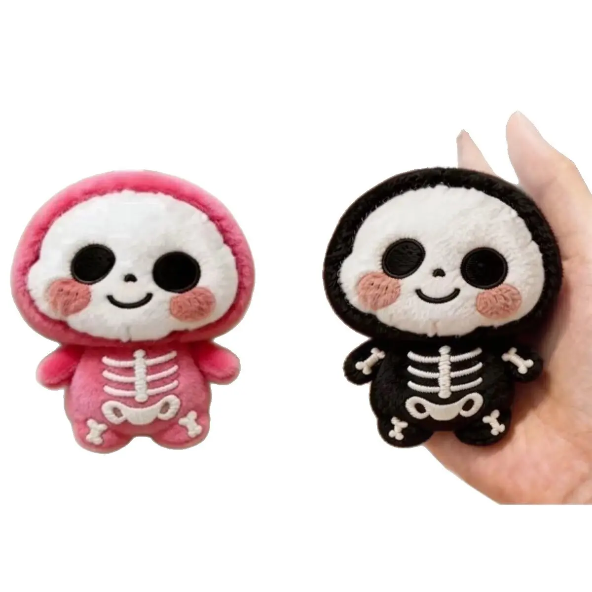 Plush Ghost Keychain, Cute Skeleton Backpack Charm with Soft Cartoon Design, Mini Hanging Pendant Accessory for Backpacks, Purses & Keys, Spooky Halloween Gift for Kids, Teens & Friends