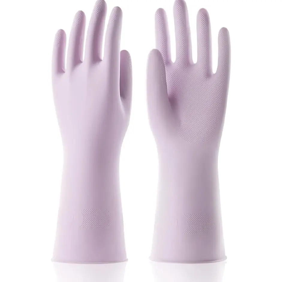 Light Household Cleaning Gloves, Cotton Lining, Non-Slip Grip, Waterproof, Reusable, Ideal for Kitchen and Bathroom Cleanup