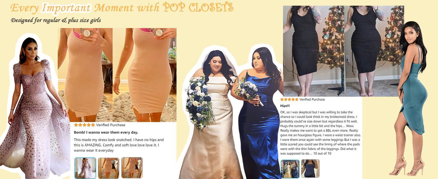 POP CLOSETS Women's Neoprene Body Shaper Hip Padded Booty Lifter Tummy Control Panty with Removable 4 Pads for Enhanced Butt Lift and Slim Waist