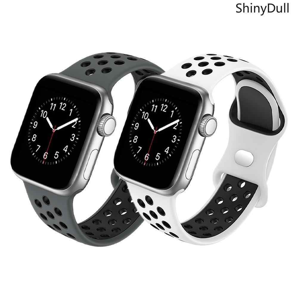2-Pack Soft Silicone Sports Strap for Apple Watch – Durable, Breathable, Fits 38–49mm, Series 1–11, SE, Ultra / Ultra 2, Unisex