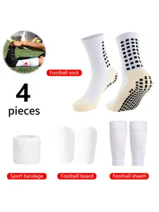 Premium Soccer Training Kit, Non-Slip Dot Grip Long Football Socks, Protective Shin Guards with Elastic Fixing Straps for Football Match