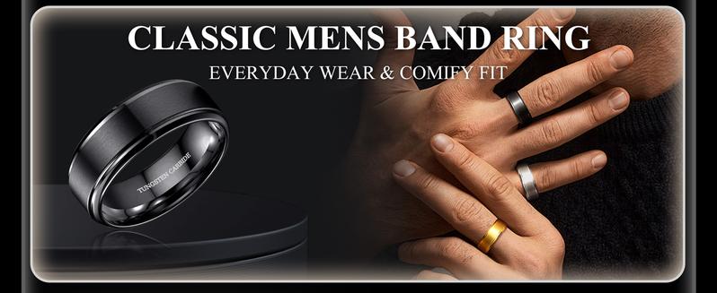 CASSIECA Tungsten Wedding Rings for Men Women 8MM Mens Wedding Band Black/Silver/Gold Matte Surface Polished Edge Engagement Promise Ring Comfort Fit 6-14 High Quality Materials Sturdy Durable Hypoallergenic CASSIECA Tungsten Wedding Rings for Men Women 8MM Mens Wedding Band Black/Silver/Gold Matte Surface Polished Edge Engagement Promise Ring Comfort Fit 6-14 High Quality Materials Sturdy Durable Hypoallergenic