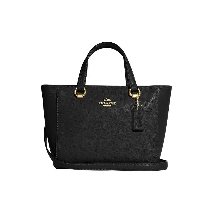 COACH Alice 21 Crossgrain Leather Top-Handle Sling Bag for Women, Black
