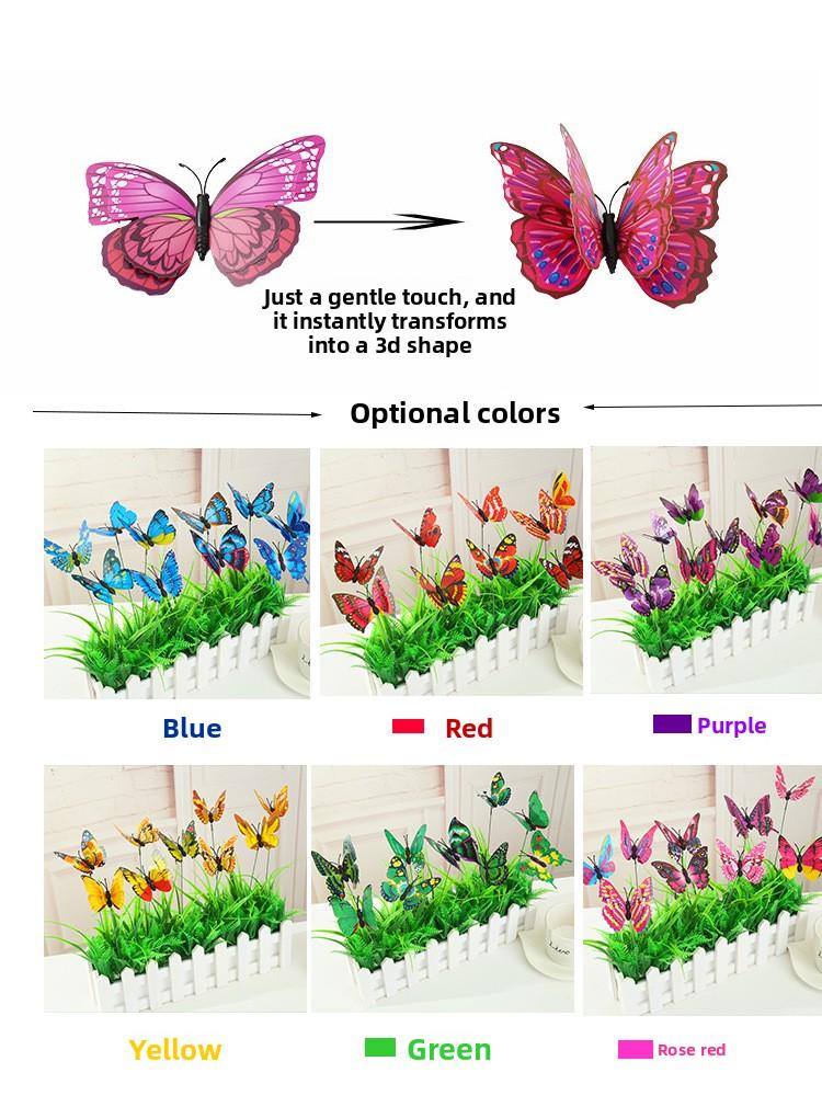 New artificial butterfly crafts, double-layer waterproof, with insertable rods, artificial butterflies for outdoor decoration, pack of 10
