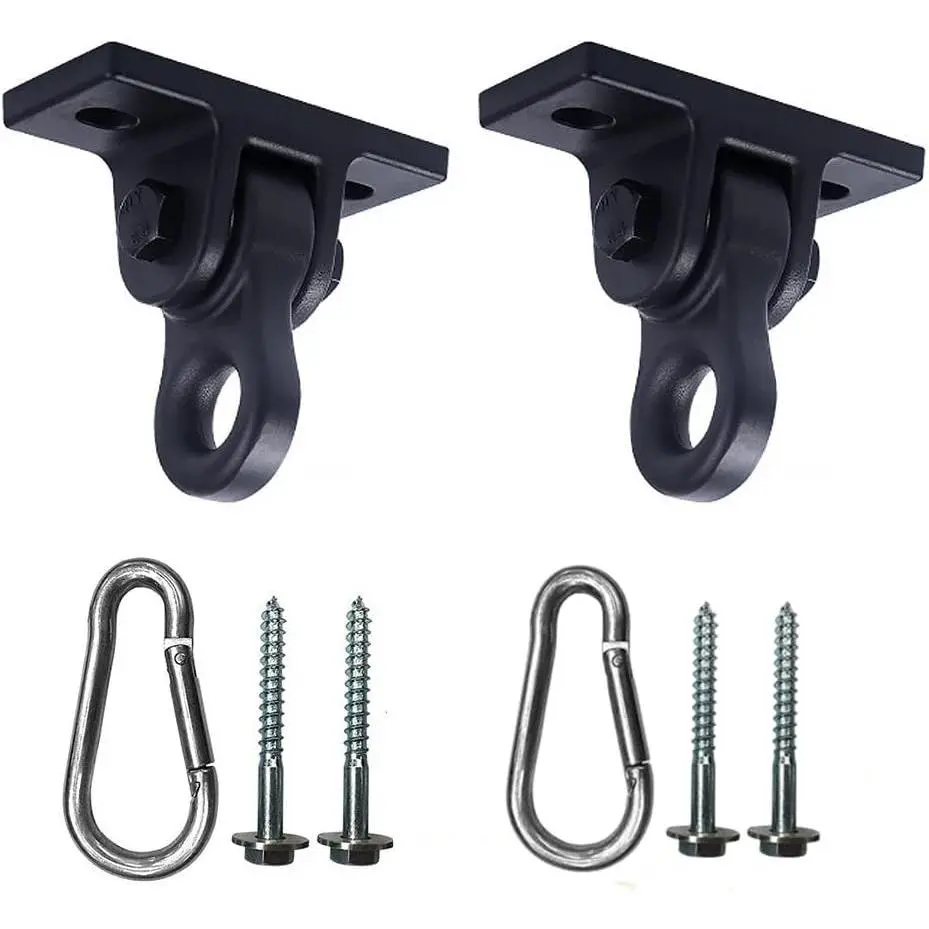 Heavy Duty Black Swing Hangers with Screws Bolts Included, Over 5000 lb Capacity, 2 Pack for Playground Porch Yoga Seat Trapeze Wooden Sets Indoor Outdoor