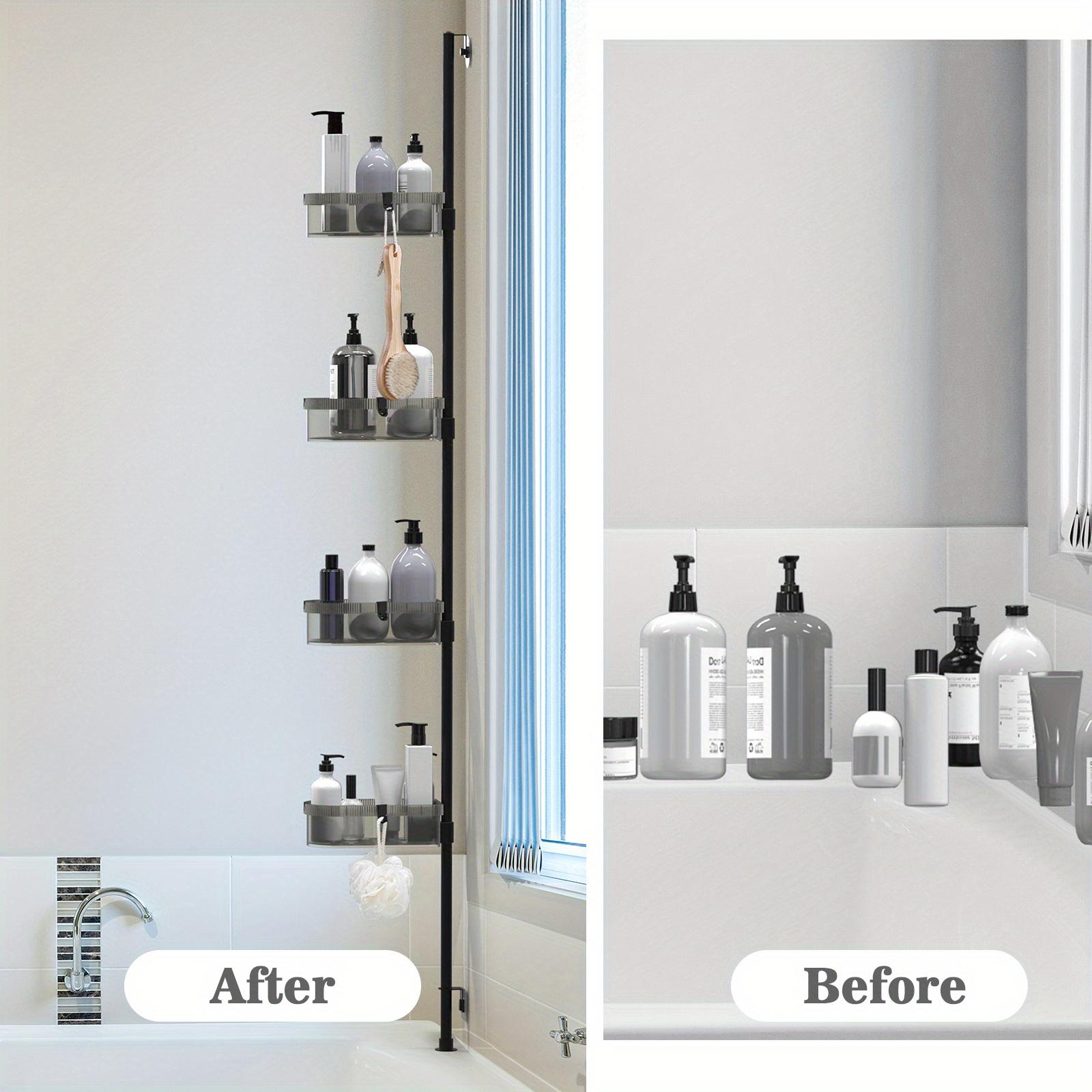 4 Baskets Shower Caddy Corner Organizer, Rustproof Bathtub Organizer, Adjustable Bath Shelves for Essentials