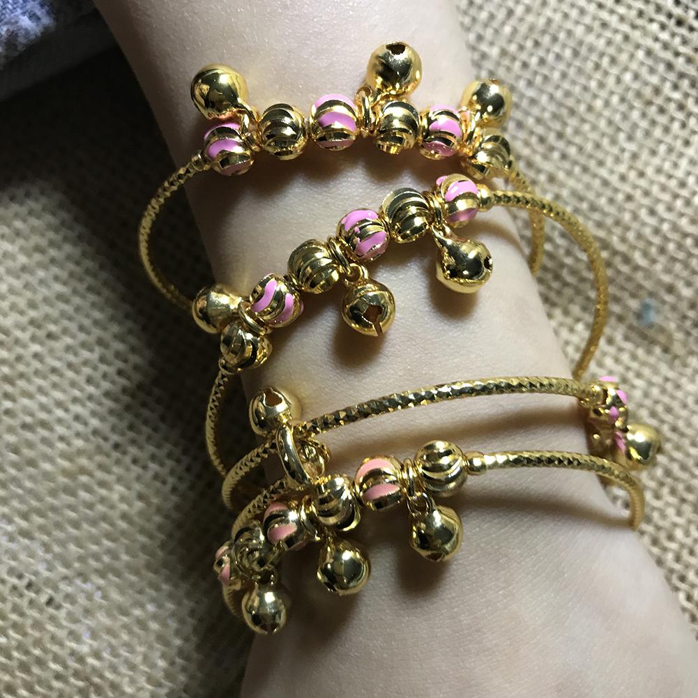 4pcs Baby Bangles Heart  Dubai Gold Color Bangles Kids Bracelet Luxury Bracelet Dubai Bangles Child Jewelry Birthday Present