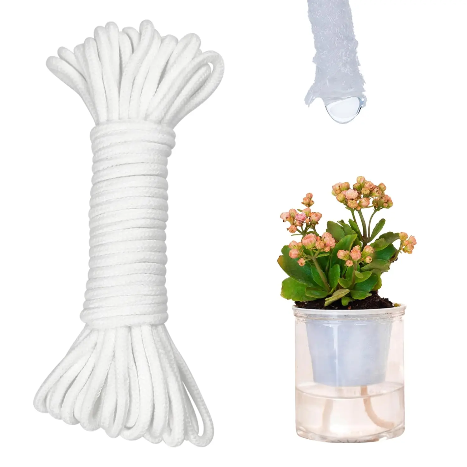 30  1/5 inch Self Watering Capillary Wicking Hydroponic Wick Cord   Sitter DIY Self-Watering Planter Pot Automatic Water System Device Potted Violet Auto Seedling Waterer Rope