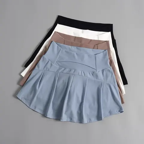 Women's High-Waisted Pleated Tennis Skort with Built-in Shorts - Elastic Waist Active Wear Sweatpants, All-Season Sports Bottoms for Running,Yoga, Sporty Chic Multi-Size
