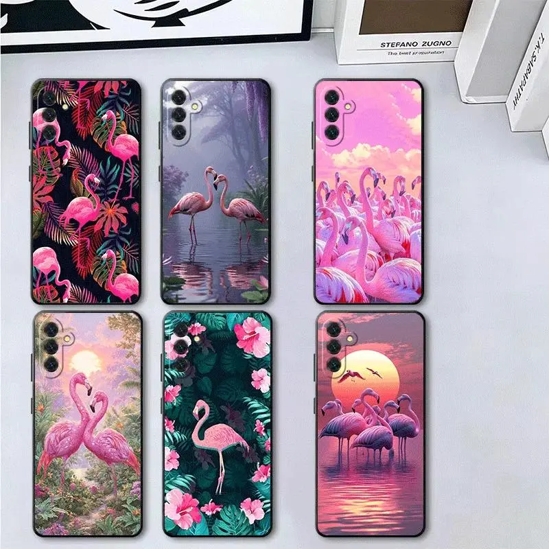 Soft Plastic Flamingo Smartphone Casing - Handheld Device Protection, Scratch Guard for iOS iPhone 11-17 Pro Max/Plus & Android Samsung Galaxy S23-S25, Pink Red Dreamy Multi-Model Cover