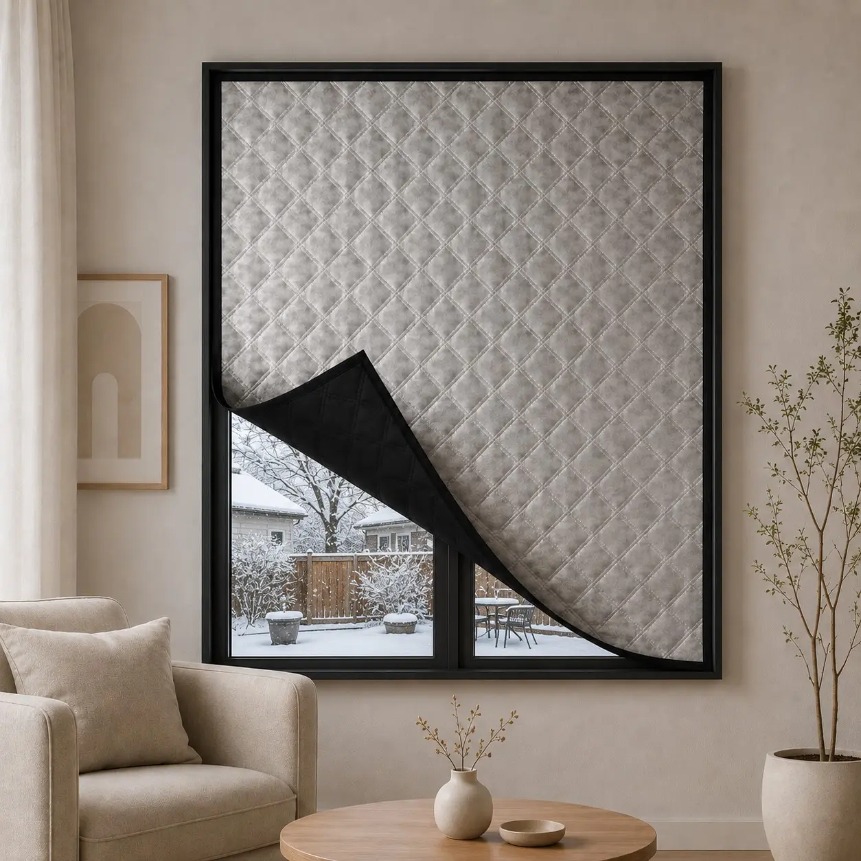 Winter Windproof Thermal Insulated Curtain, Self-Adhesive Hook & Loop Installation, Thickened Heat Insulation & Blackout, Cold-Proof Draft Blocker, Energy-Saving, No-Drill Door Mounted Curtain for Doors and Windows