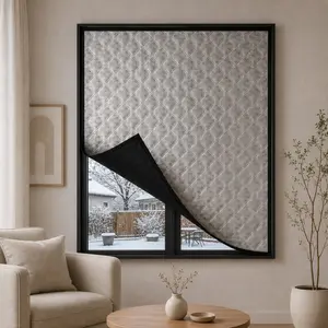 Winter Windproof Thermal Insulated Curtain, Self-Adhesive Hook & Loop Installation, Thickened Heat Insulation & Blackout, Cold-Proof Draft Blocker, Energy-Saving, No-Drill Curtain for Doors and Windows