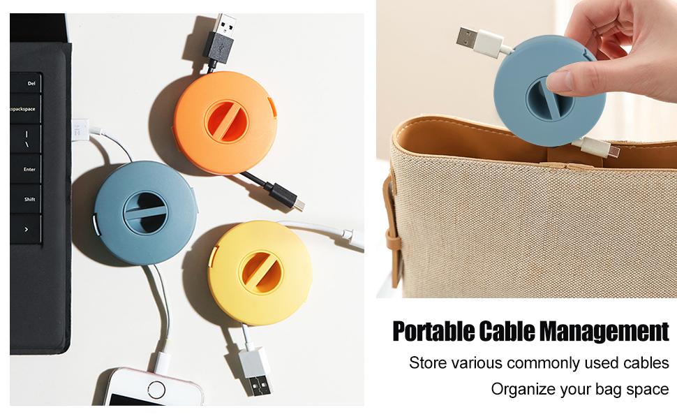SICANDAENHK Say goodbye to tangled cords!This 4-pack flexible cable management set features a round retractable design, 4 stylish colors, and works great for headphones, chargers, and small wires anywhere🔌