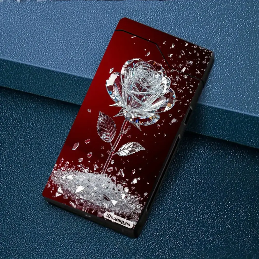 1pc Windproof Arc Lighter with Sparkling Crystal Rose Pattern, Electronic Lighter with Metal Shell, Battery Indicator, Type-C Charging, Dual Arc, Gift Box Packaging, Auto Shut-off, Outdoor Survival Gear, Suitable for High Altitudes - Valentine's Day