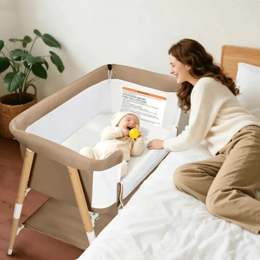 Bedside Sleeper Baby Bassinet for Newborn - 3-in-1 Travel Crib with Mosquito Net, Carry Bag & Mattress - 5 Height Adjustable Co-Sleeper for Indoor & Outdoor Use