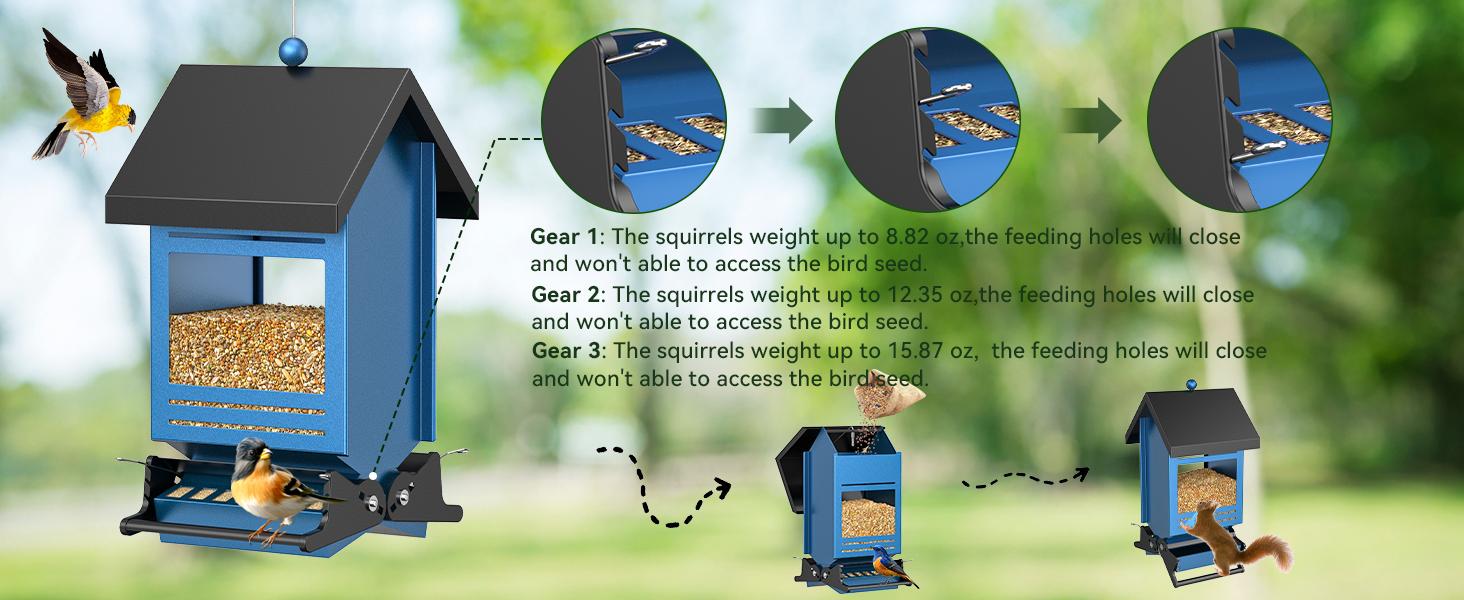 Wildpark Squirrel Proof Smart Bird Feeder by Wildpark - Outdoor Bird House for Bird Watching, Attracts Many More Birds! Durable Courtyard Decoration & Mother‘s Day Gift Idea for Garden Moms.