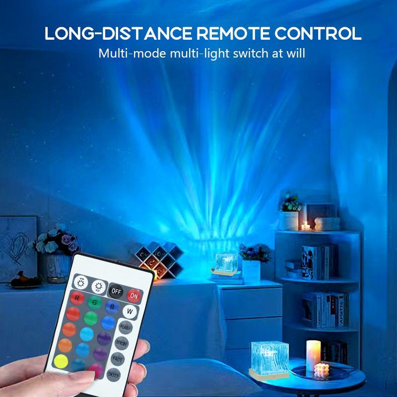 USB Powered Aurora Projector Night Light, 1 Count 16 Color Changing LED Projector Lamp with Remote Control, Decorative Light for Bedroom, Game Room, Home Theater