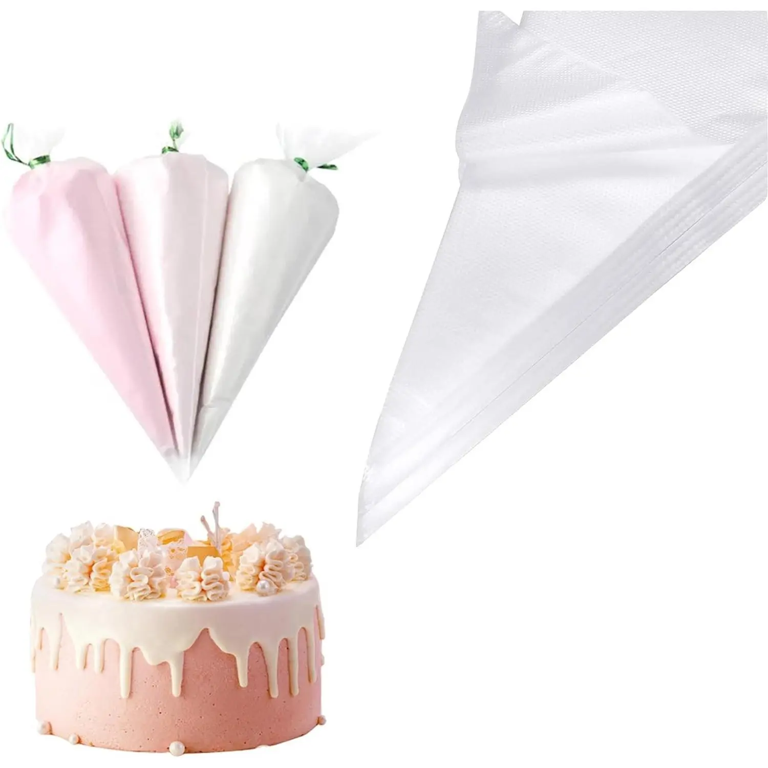 100 Pcs 12 Inch Disposable Anti-Burst Piping Bags - Non-Slip Icing Pastry Bags for Cake, Cream Frosting & Cookie DecoratingGift