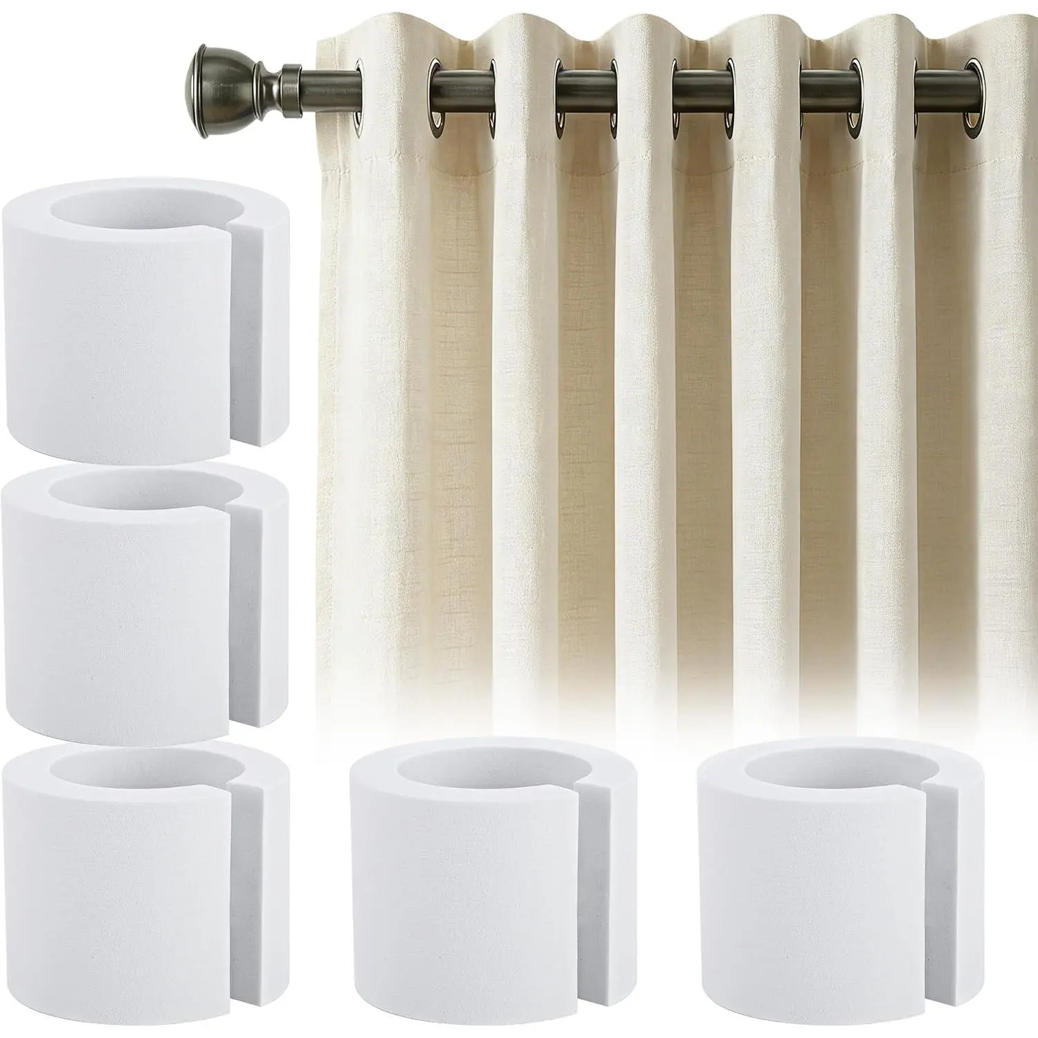 16 count  Curtain Spacers, 50mm Curtain Spacer EVA Roller, Rod Attachment Drapery Spacers for  and Office Uniform Spacing Decor Accessories