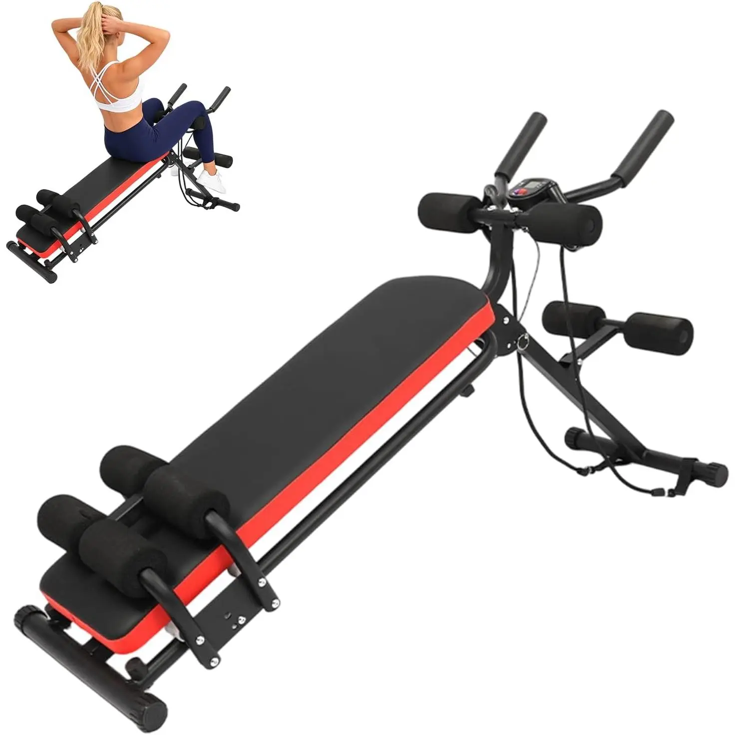 2-in-1 Ab Bench, Adjustable Ab Workout Bench with 330 lbs Capacity, Home Gym Exercise Machine for Sit Ups, Glider and Push Ups