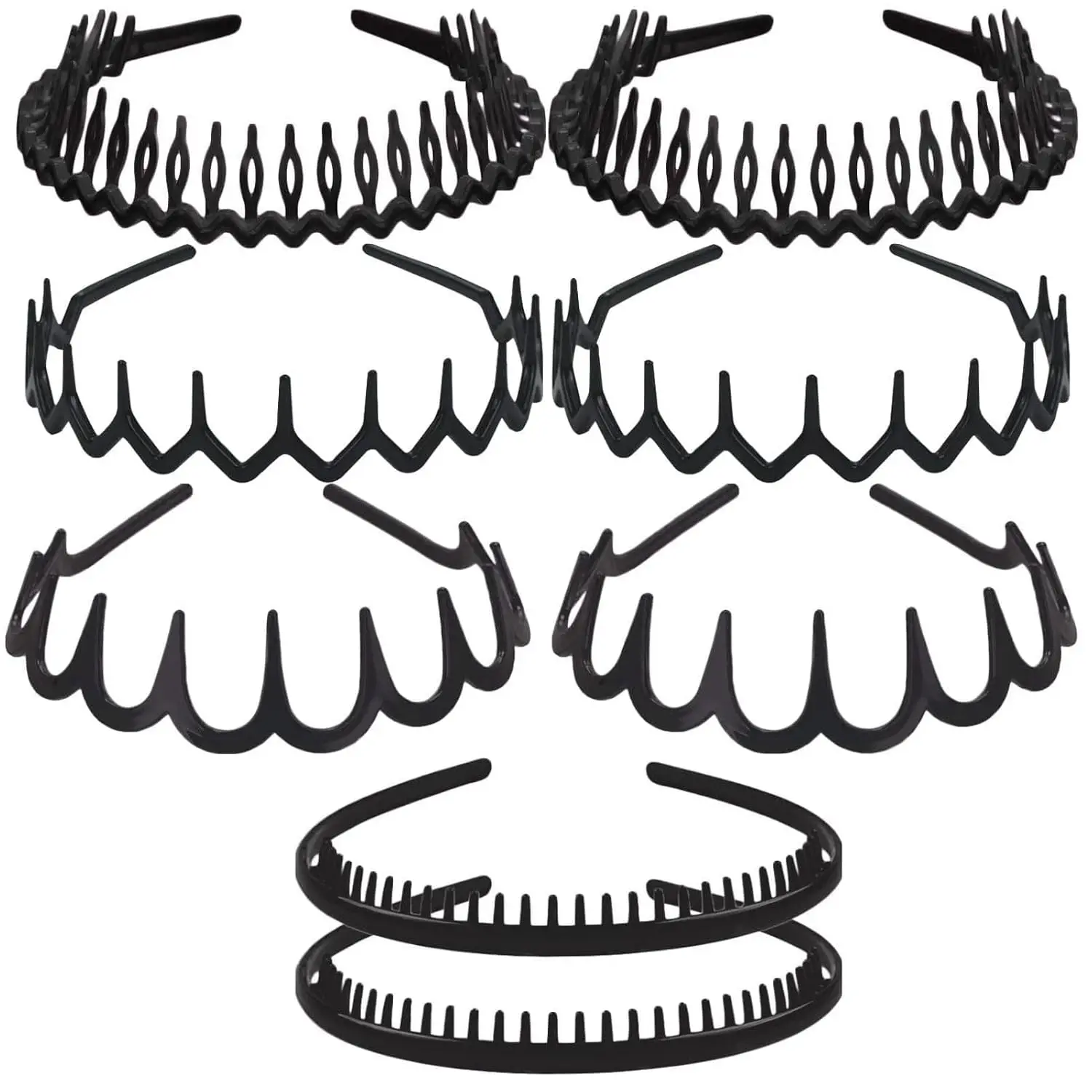 Hollow Eyelet Elastic Headband,Grommet Headband,Studded Punk Style Rivet,Eyelets Elastic Stretchy Casual Hair Accessory (8Pcs Headbands, Adjustable)