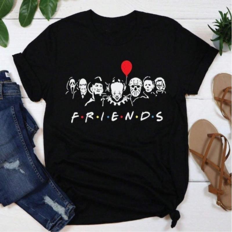 Horror Movie Killer Halloween Tee For Spooky Season Enthusiasts Casual Black Streetwear Crewneck Man Tshirt